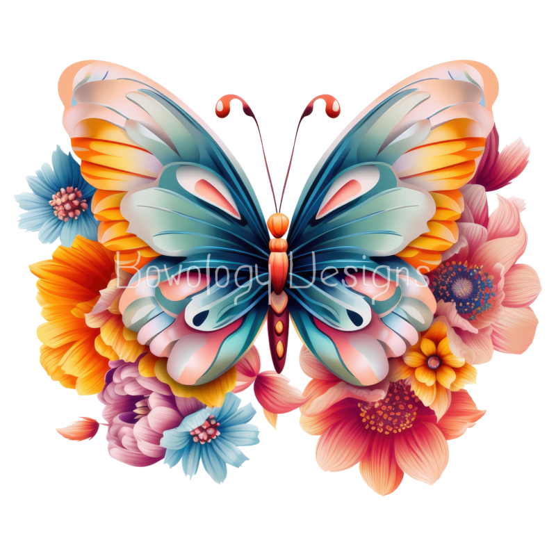 3D Butterfly Flower 3 Transparent