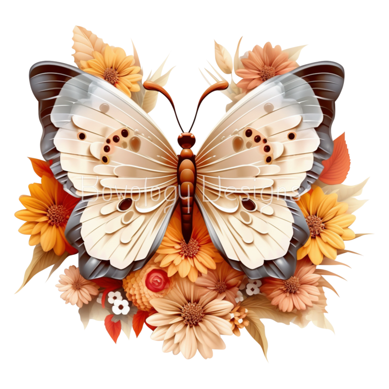 3D Butterfly Flower Transparent